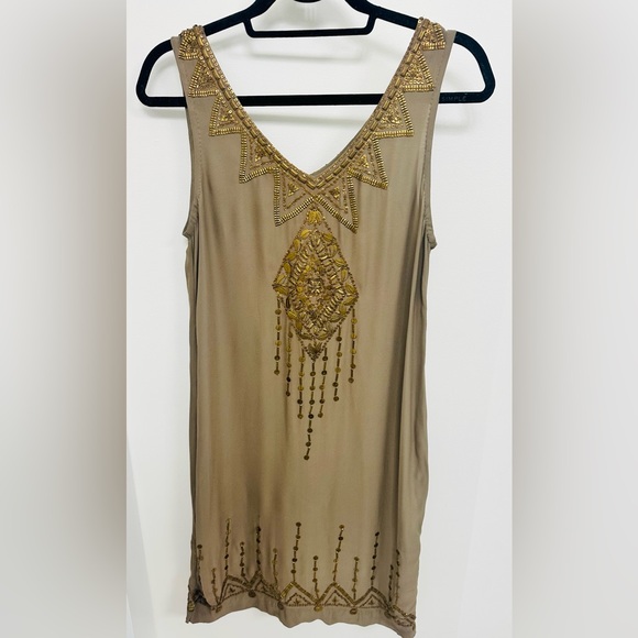Twelfth Street by Cynthia Vincent Gold Embellished Dress - Picture 1 of 6